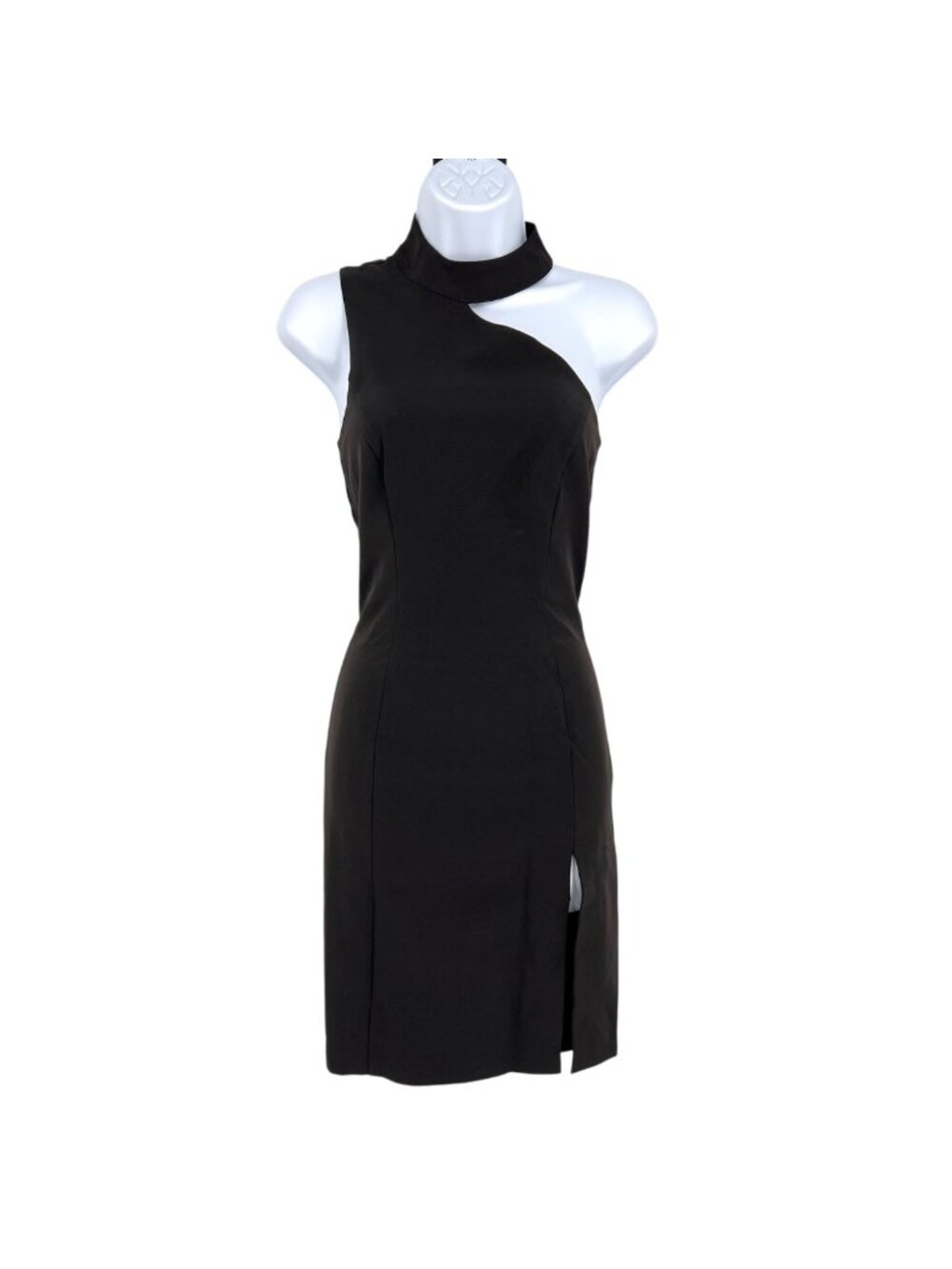 French Connection Echo One Shoulder Asymmetric Halter Dress Black Size 2 NWOT
